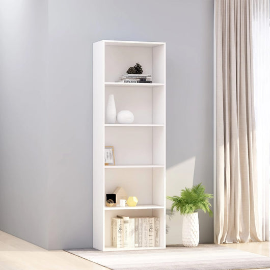 Libreria a 5 Ripiani Bianca 60x30x189 cm in Legno Multistrato cod mxl 12508