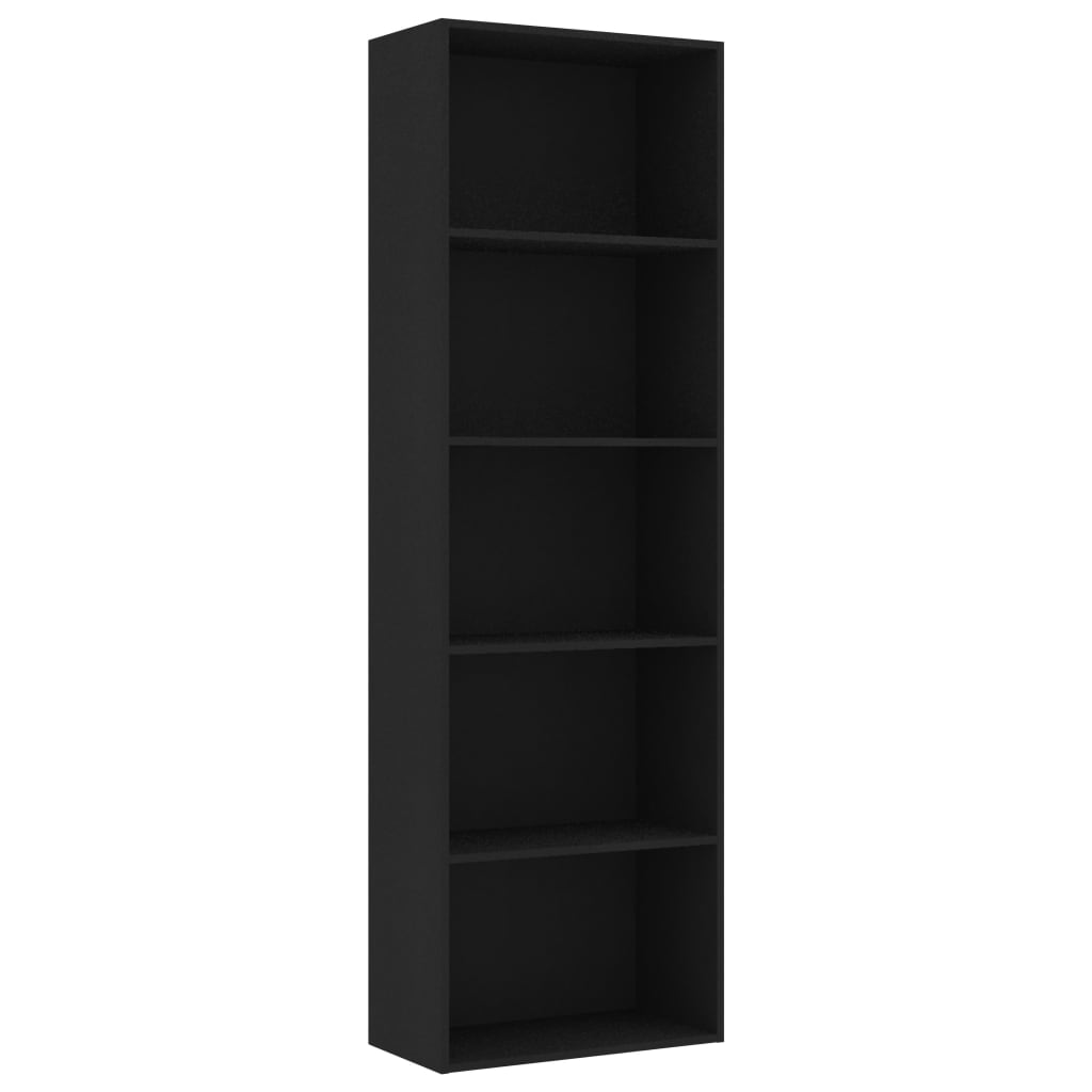 Libreria a 5 Ripiani Nera 60x30x189 cm in Truciolato