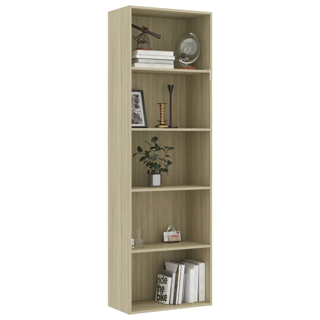 Libreria a 5 Ripiani Rovere Sonoma 60x30x189 cm in Truciolato cod mxl 12701