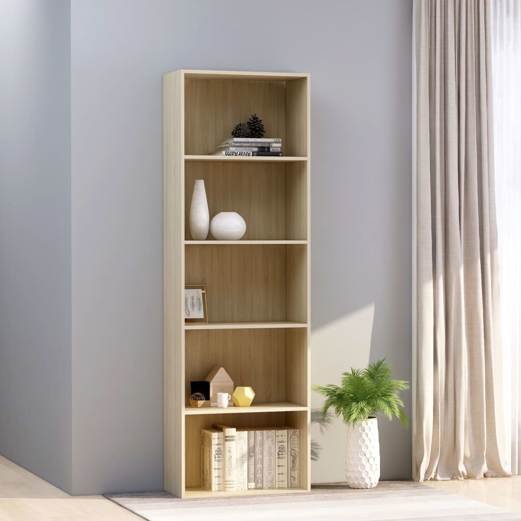 Libreria a 5 Ripiani Rovere Sonoma 60x30x189 cm in Truciolato cod mxl 12701