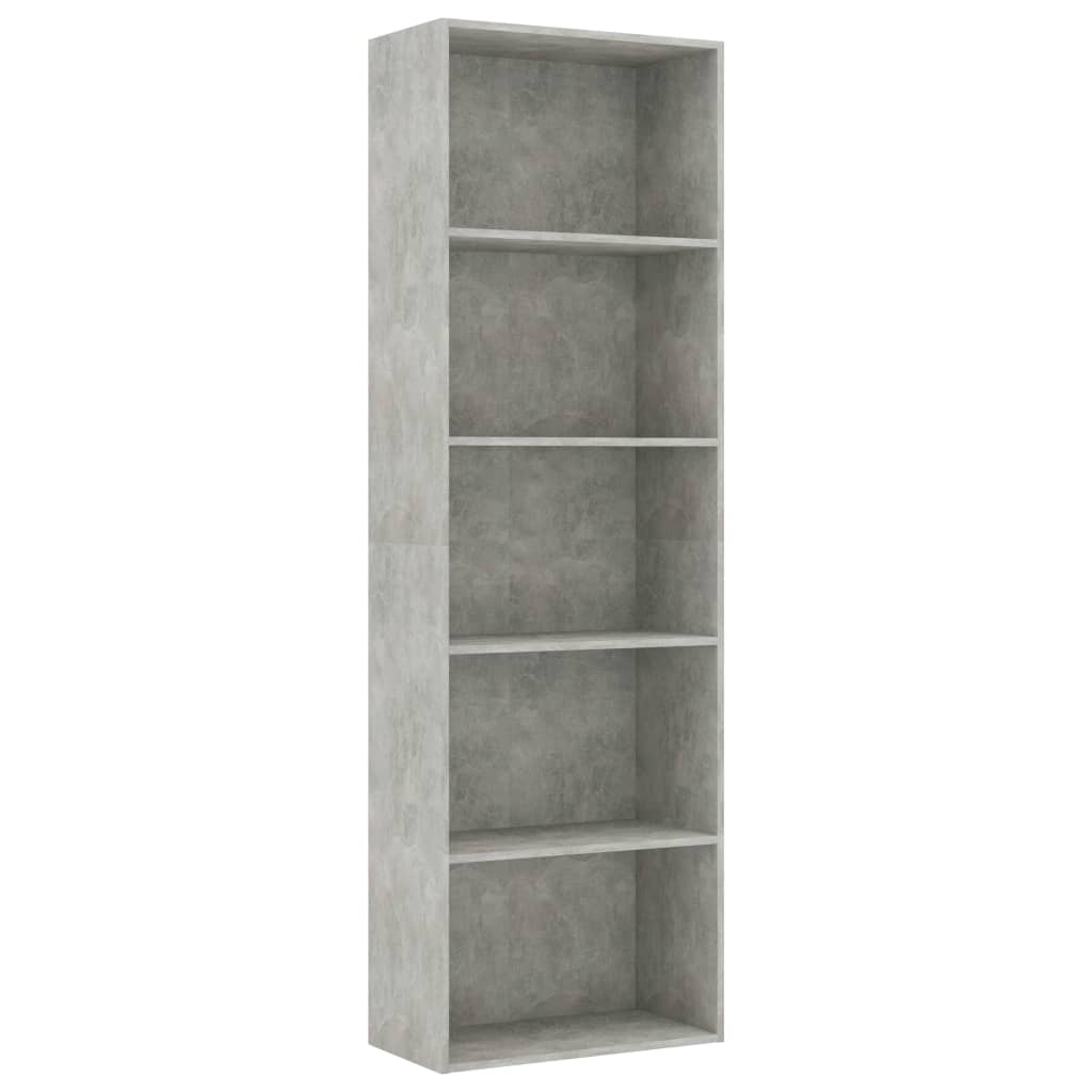 Libreria a 5 Ripiani Grigio Cemento 60x30x189 cm in Truciolato cod mxl 10247