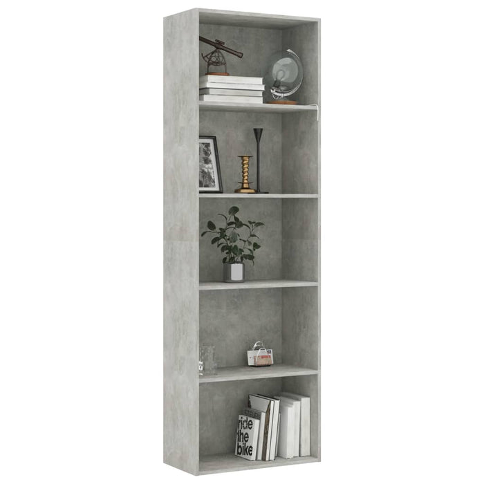 Libreria a 5 Ripiani Grigio Cemento 60x30x189 cm in Truciolato cod mxl 10247