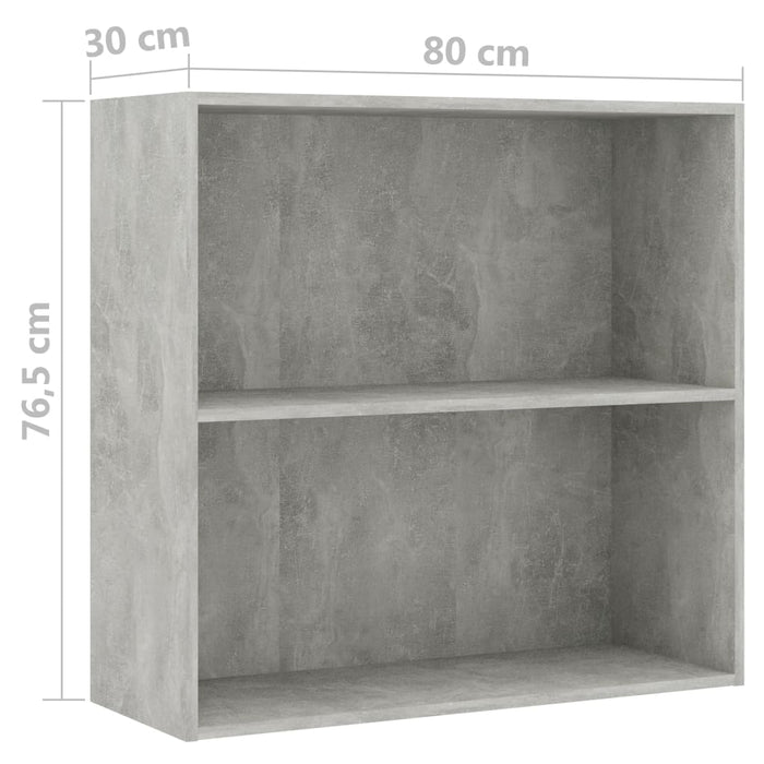 Libreria a 2 Ripiani Grigio Cemento 80x30x76,5 cm in Truciolato cod 10428