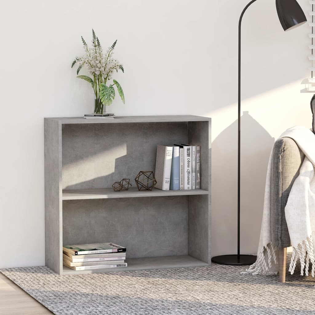 Libreria a 2 Ripiani Grigio Cemento 80x30x76,5 cm in Truciolato cod 10428