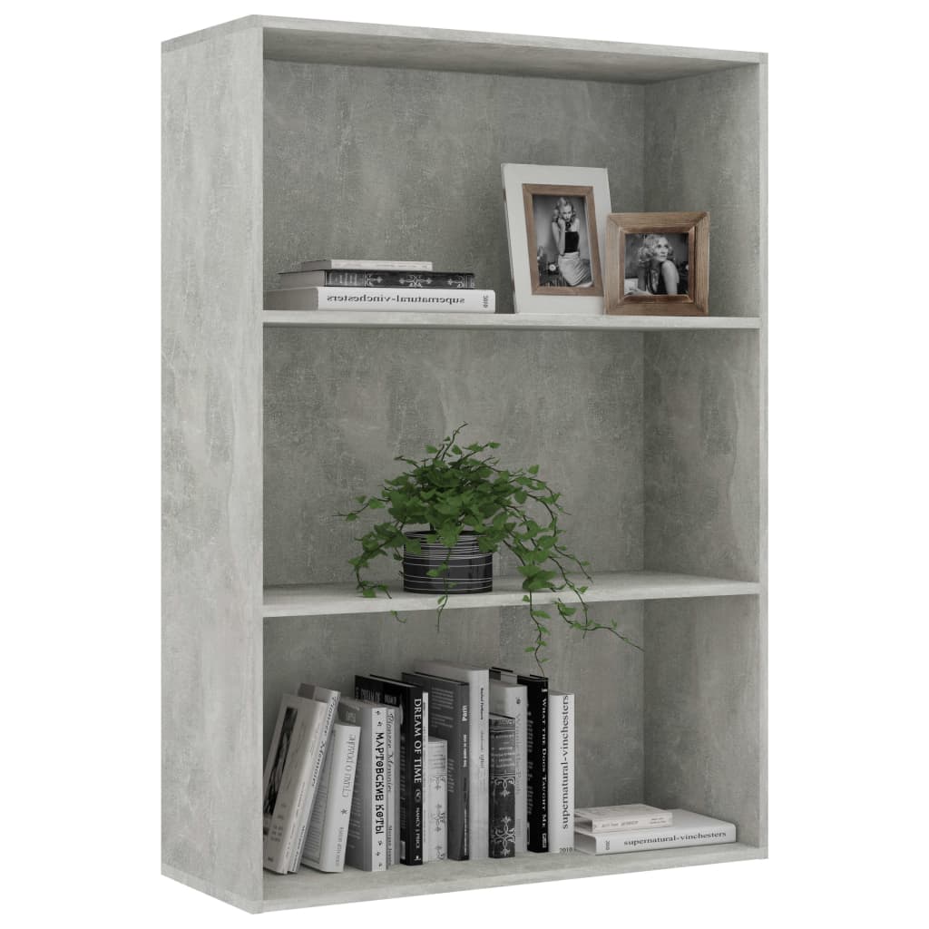 Libreria a 3 Ripiani Grigio Cemento 80x30x114 cm in Truciolato cod 10451