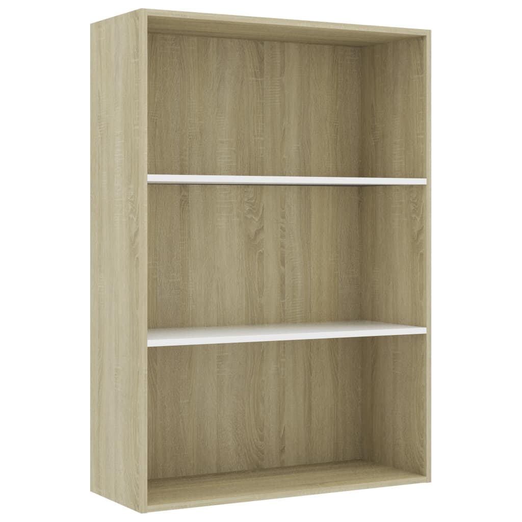 Libreria 3 Ripiani Bianco Rovere Sonoma 80x30x114cm Multistrato 801013