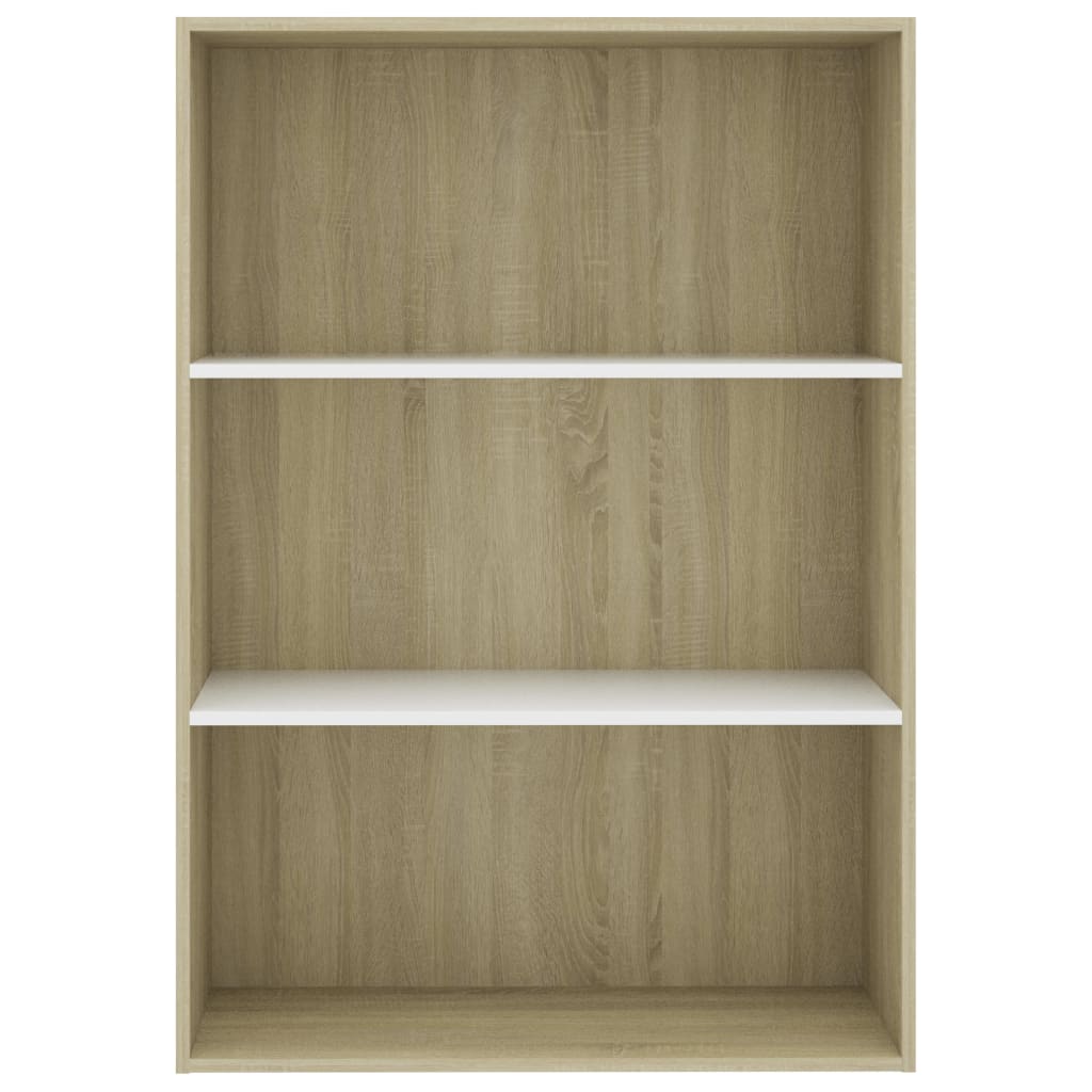 Libreria 3 Ripiani Bianco Rovere Sonoma 80x30x114cm Multistrato 801013