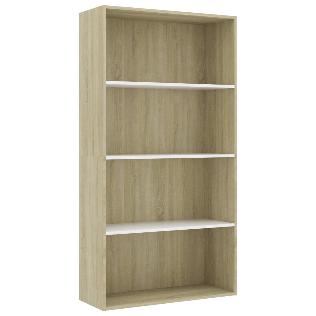 Libreria a 4 Ripiani Bianco e Sonoma 80x30x151,5 cm Multistrato 801022