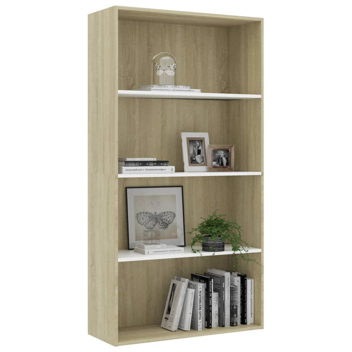 Libreria a 4 Ripiani Bianco e Sonoma 80x30x151,5 cm Multistrato 801022