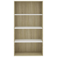 Libreria a 4 Ripiani Bianco e Sonoma 80x30x151,5 cm Multistrato 801022