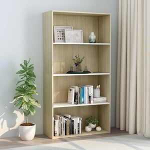 Libreria a 4 Ripiani Bianco e Sonoma 80x30x151,5 cm Multistrato 801022