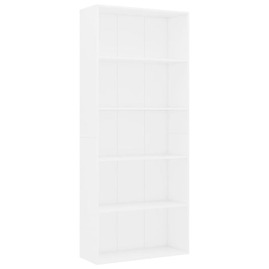 Libreria a 5 Ripiani Bianca 80x30x189 cm in Truciolato