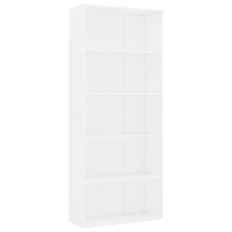 Libreria a 5 Ripiani Bianca 80x30x189 cm in Truciolato