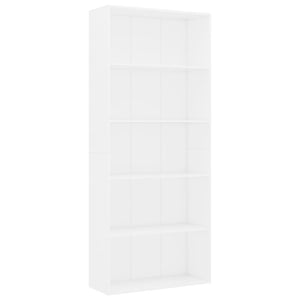 Libreria a 5 Ripiani Bianca 80x30x189 cm in Truciolato 801026