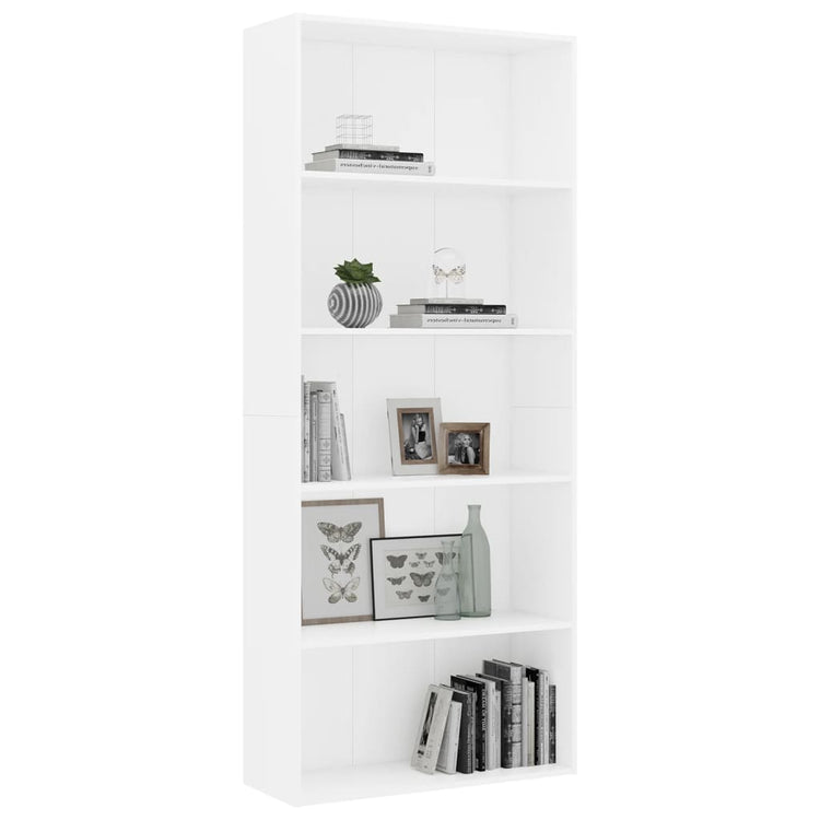 Libreria a 5 Ripiani Bianca 80x30x189 cm in Truciolato