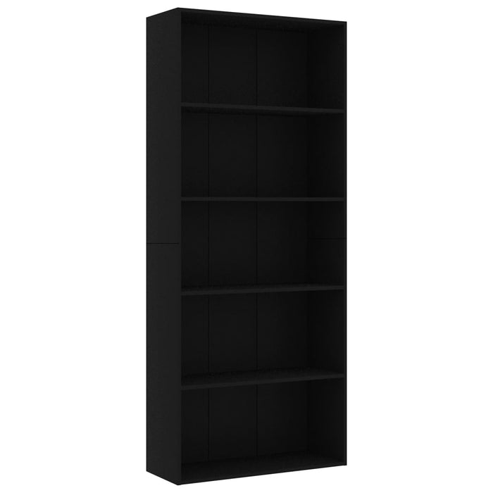 Libreria a 5 Ripiani Nera 80x30x189 cm in Truciolato cod mxl 9170