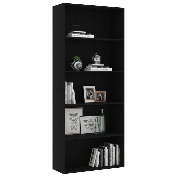 Libreria a 5 Ripiani Nera 80x30x189 cm in Truciolato cod mxl 9170