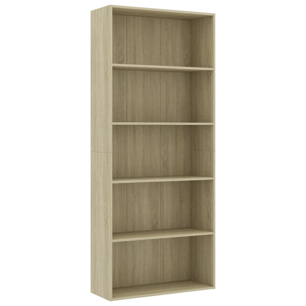 Libreria a 5 Ripiani in Rovere Sonoma 80x30x189cm Truciolato cod mxl 14891