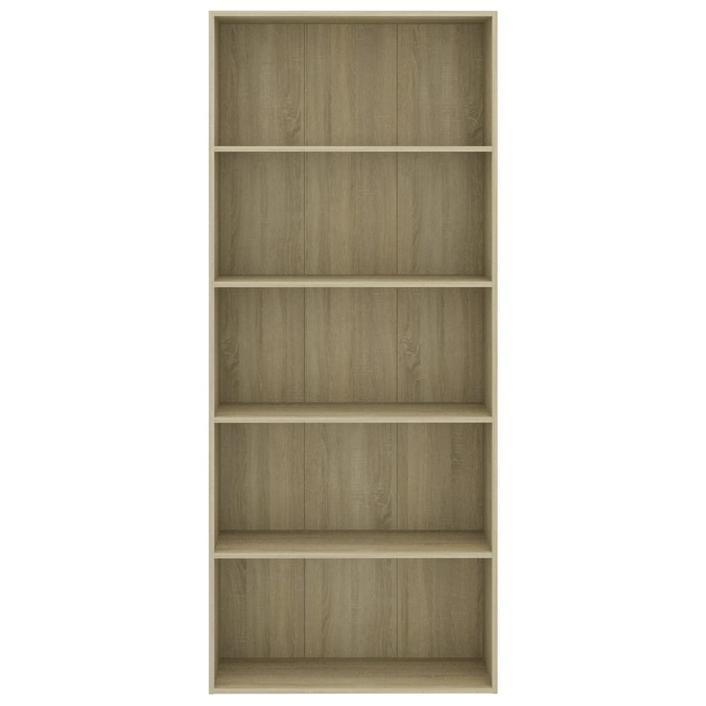 Libreria a 5 Ripiani in Rovere Sonoma 80x30x189cm Truciolato cod mxl 14891