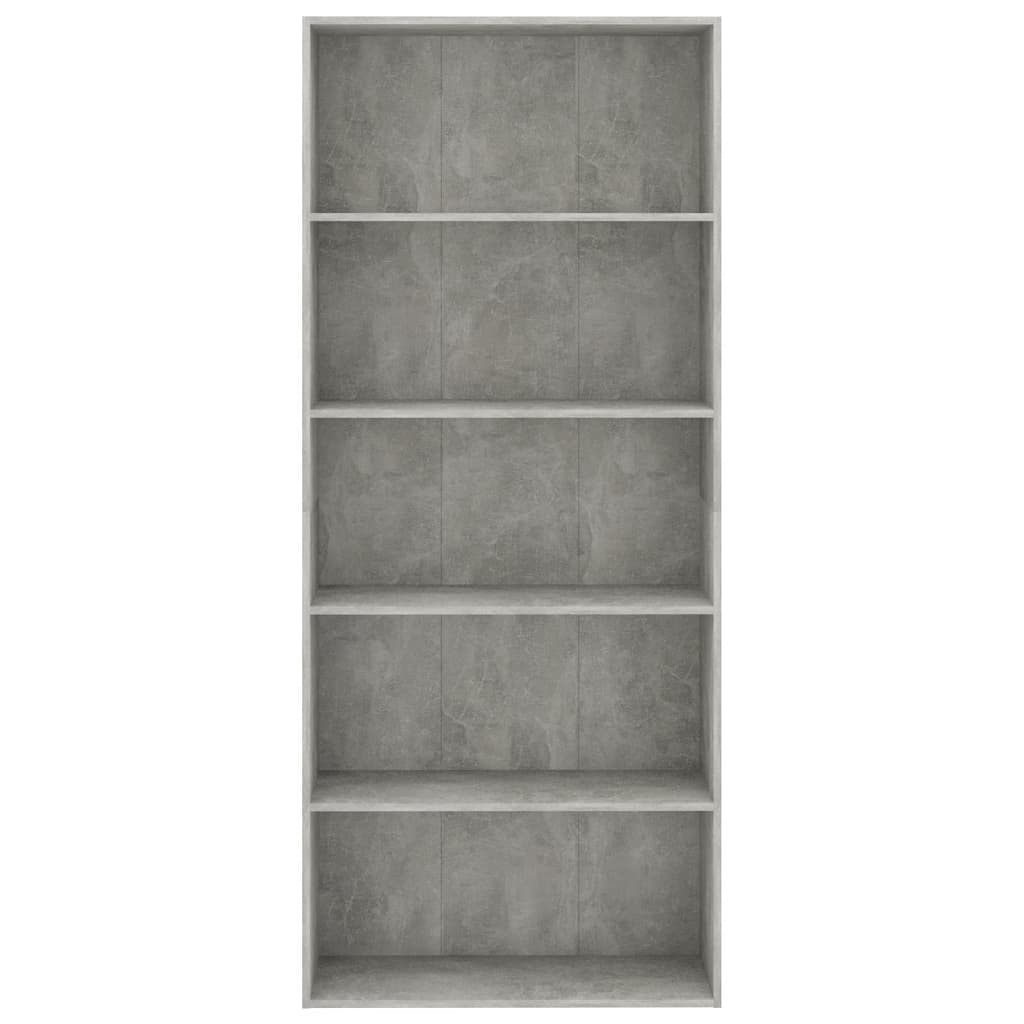 Libreria a 5 Ripiani Grigio Cemento 80x30x189 cm in Truciolato cod mxl 20033