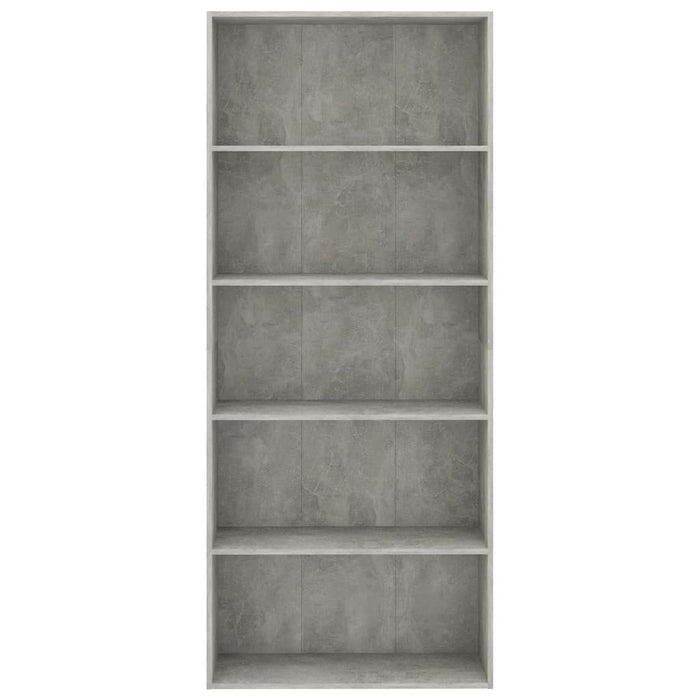 Libreria a 5 Ripiani Grigio Cemento 80x30x189 cm in Truciolato cod mxl 20033