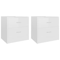 Comodini 2 pz Bianco Lucido 40x30x40 cm in Truciolato cod mxl 50126