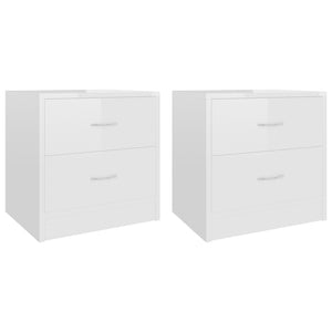 Comodini 2 pz Bianco Lucido 40x30x40 cm in Truciolato cod mxl 50126