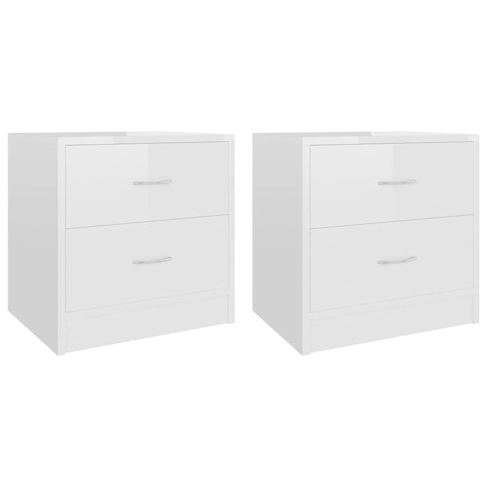 Comodini 2 pz Bianco Lucido 40x30x40 cm in Truciolato cod mxl 50126