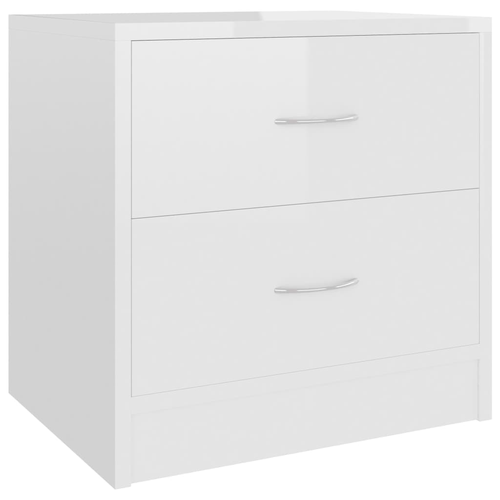 Comodini 2 pz Bianco Lucido 40x30x40 cm in Truciolato cod mxl 50126