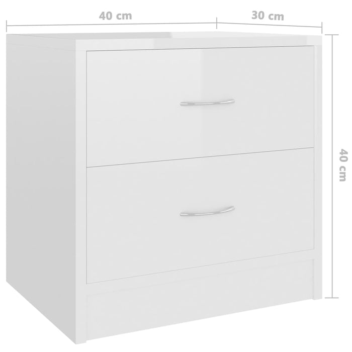 Comodini 2 pz Bianco Lucido 40x30x40 cm in Truciolato cod mxl 50126