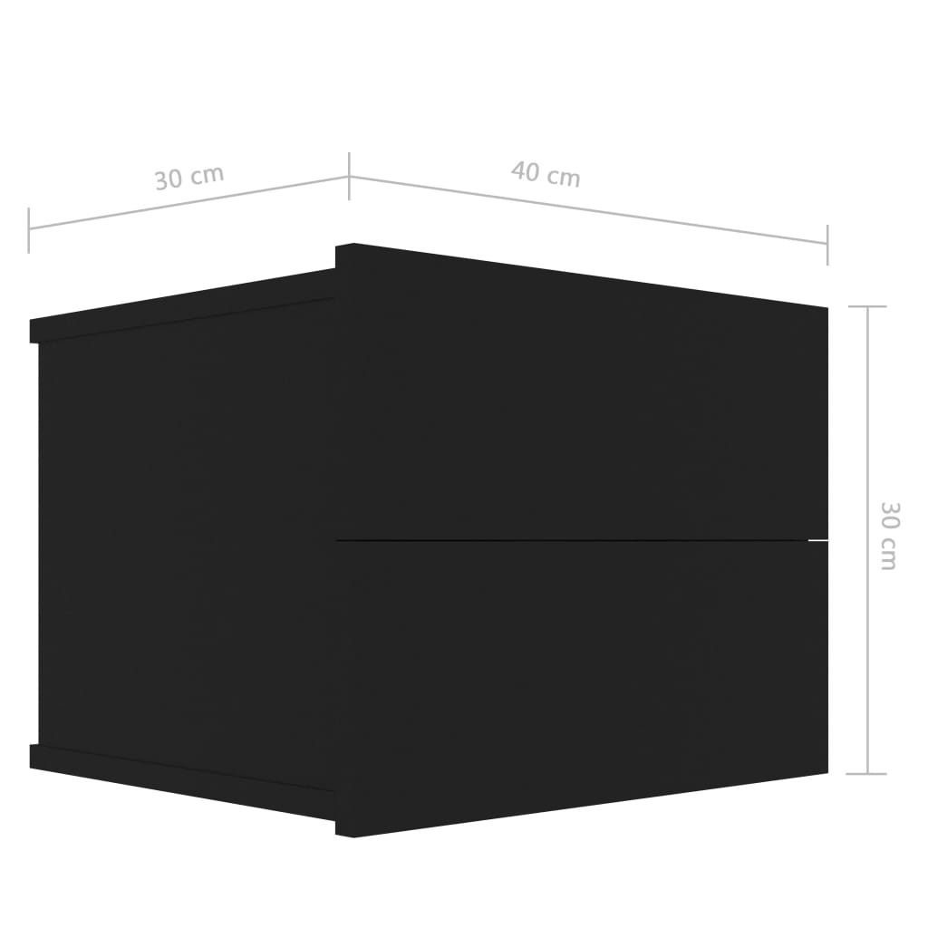 Comodini Neri 2 pz 40x30x30 cm in Truciolato cod mxl 53897