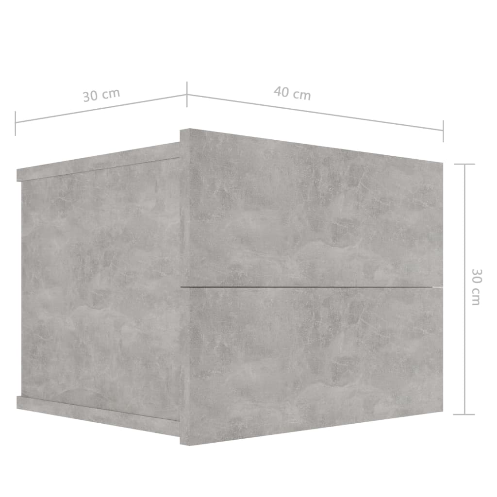 Comodini Grigio Cemento 2 pz 40x30x30 cm in Truciolato cod mxl 50478