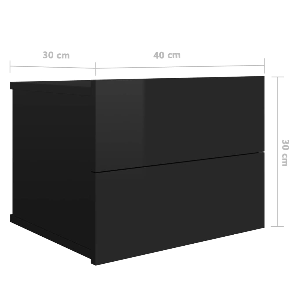 Comodino Nero Lucido 40x30x30 cm in Truciolato cod mxl 47879