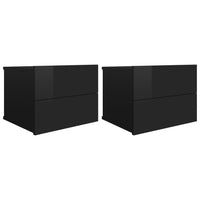 Comodini Nero Lucido 2 pz 40x30x30 cm in Truciolato 801068