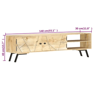 Mobile Porta TV 140x30x40 cm in Legno Massello di Mango