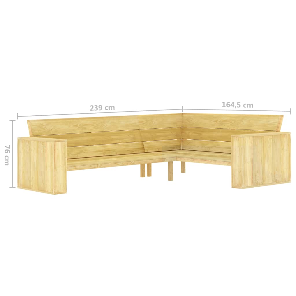 Panca Angolare da Giardino 239 cm in Legno di Pino Impregnato 49038