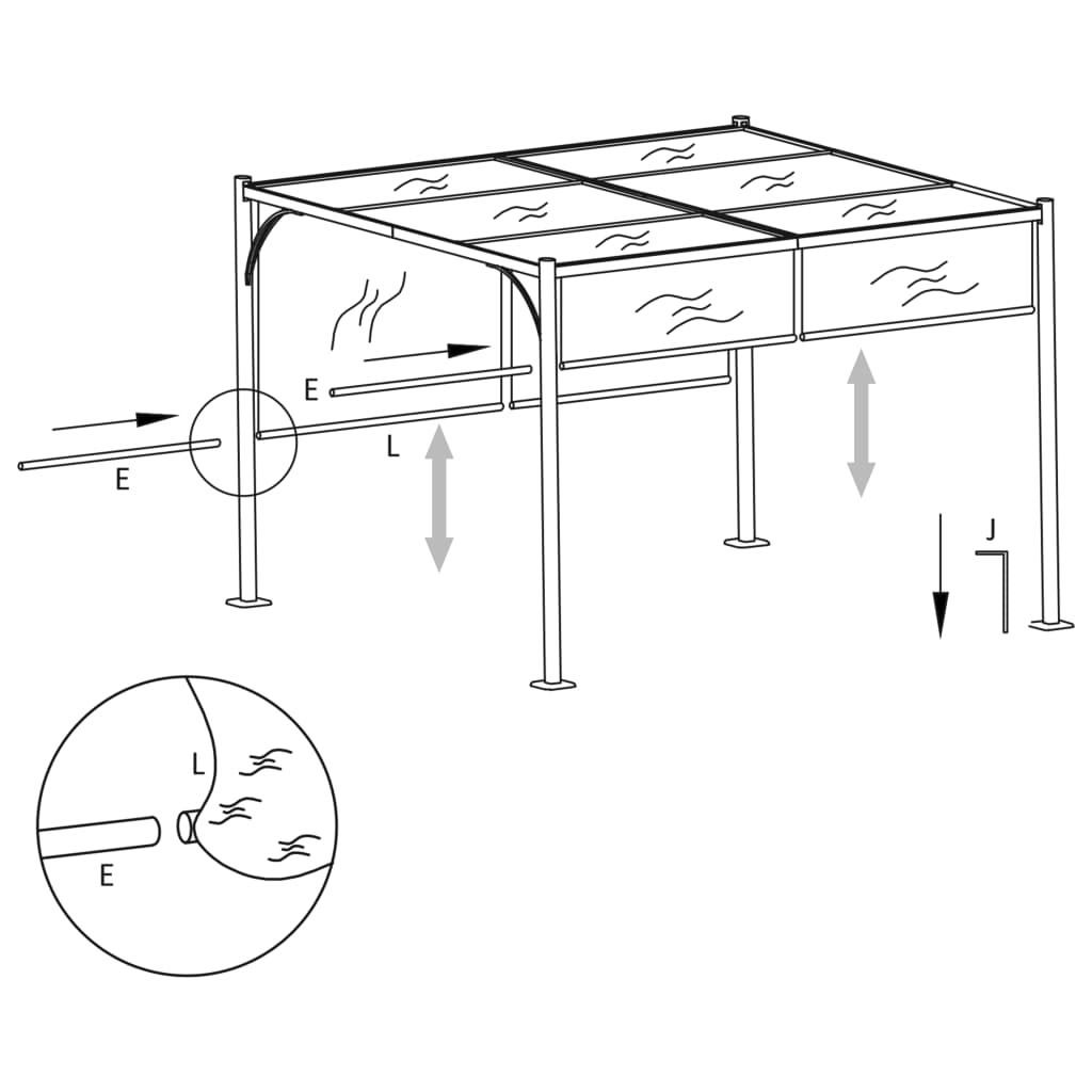 Pergola da Giardino con Tetto Retrattile 3x3 m Antracite 49324