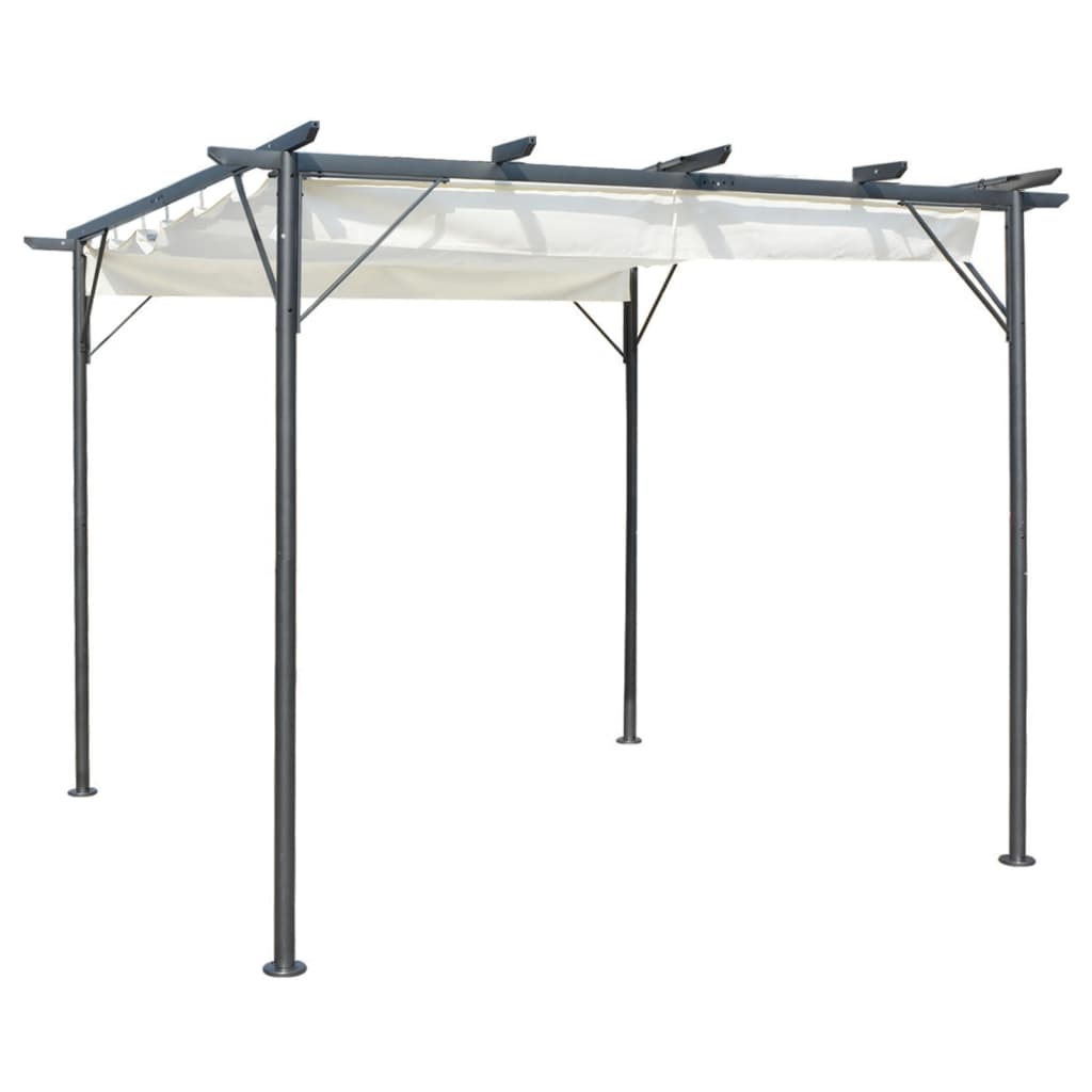 Pergola da Giardino Tetto Retrattile Bianco Crema 3x3 m Acciaio 49325