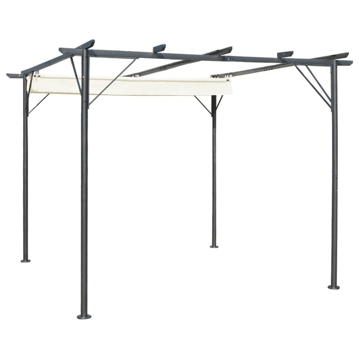 Pergola da Giardino Tetto Retrattile Bianco Crema 3x3 m Acciaio 49325