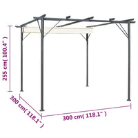 Pergola da Giardino Tetto Retrattile Bianco Crema 3x3 m Acciaio 49325