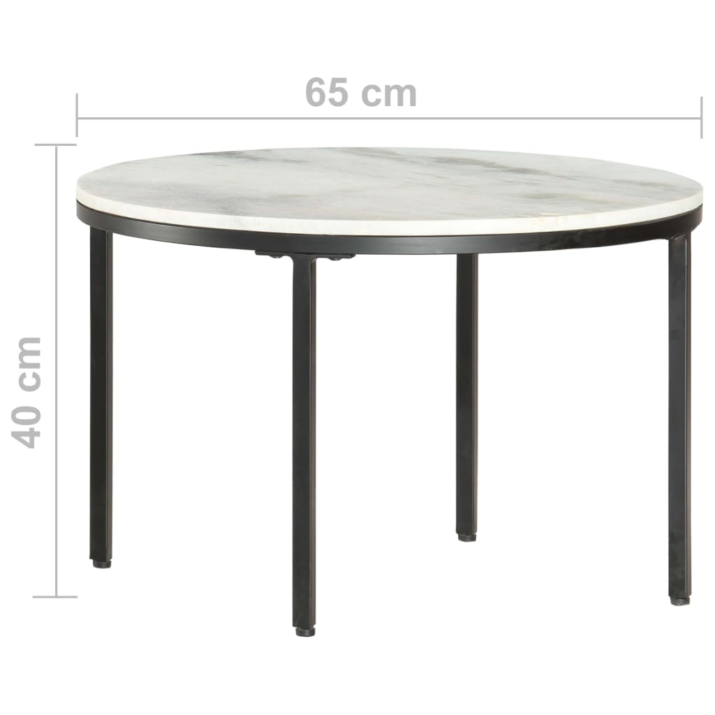 Tavolino da Caffè Bianco e Nero Ø65 cm in Vero Marmo Solido cod mxl 15176