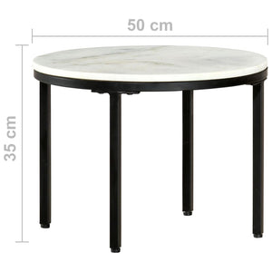 Tavolino da Caffè Bianco e Nero Ø50 cm in Vero Marmo Solido cod mxl 15181