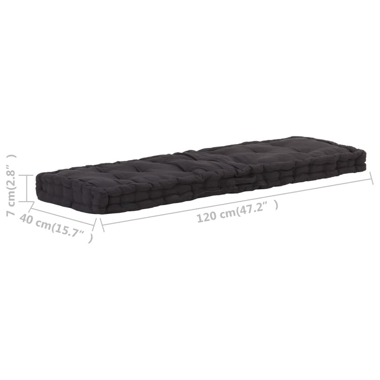 Cuscino per Pallet e Pavimento in Cotone 120x40x7 cm Nero cod mxl 43491