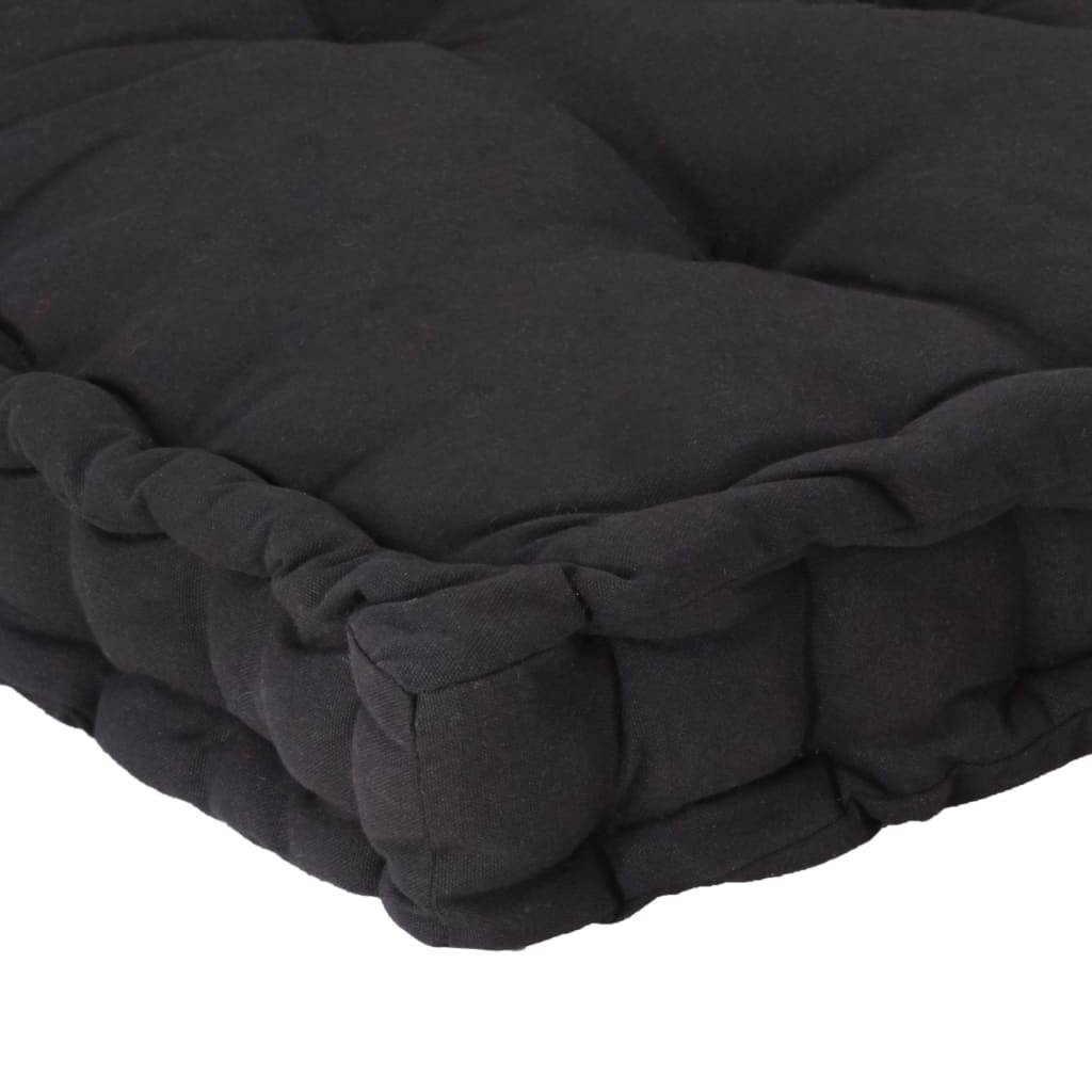 Cuscino per Pallet e Pavimento in Cotone 120x80x10 cm Nero 48674