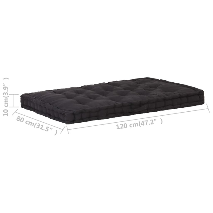 Cuscino per Pallet e Pavimento in Cotone 120x80x10 cm Nero cod mxl 68075