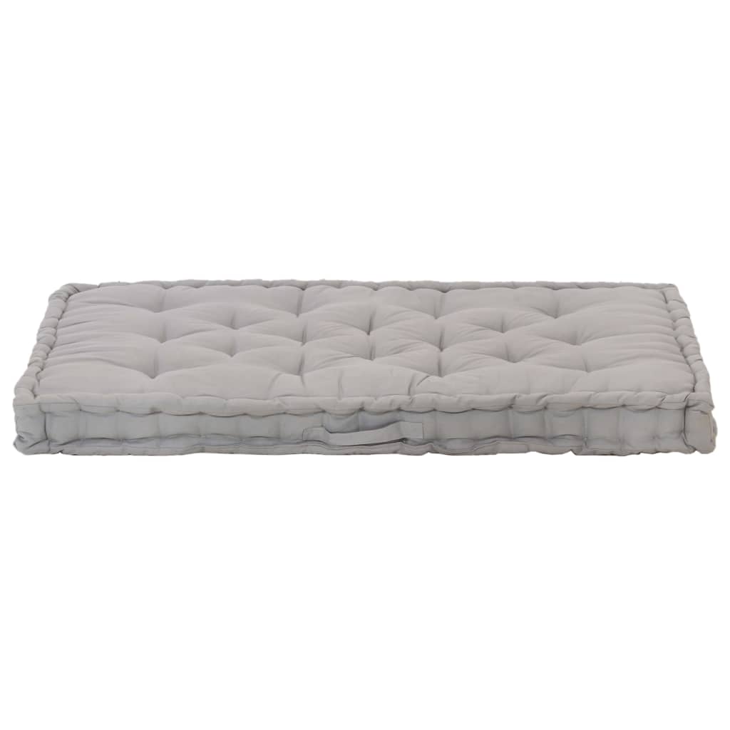 Cuscino per Pallet e Pavimento in Cotone 120x80x10 cm Grigio 48678