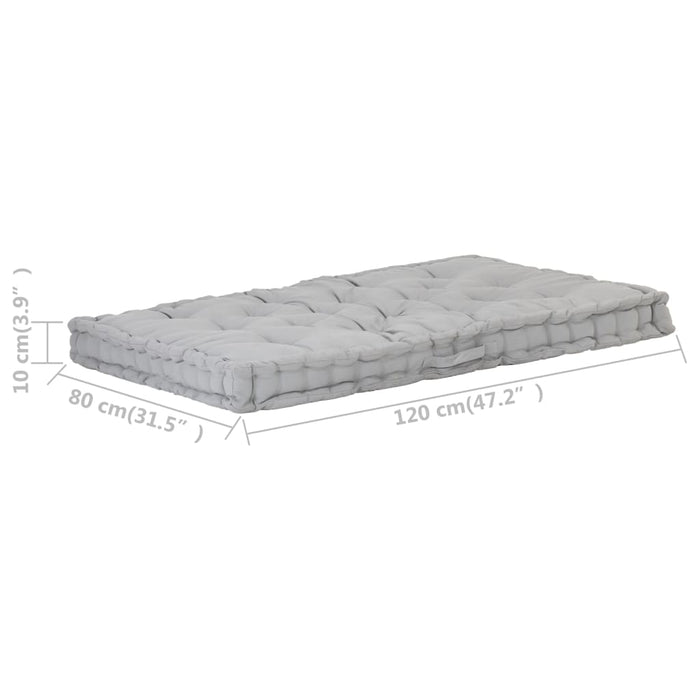 Cuscino per Pallet e Pavimento in Cotone 120x80x10 cm Grigio 48678