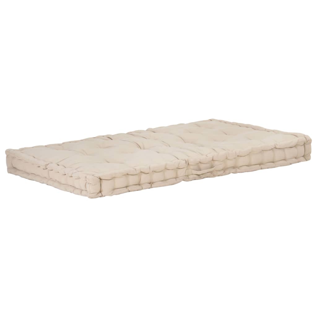 Cuscino per Pallet e Pavimento in Cotone 120x80x10 cm Beige cod mxl 68256