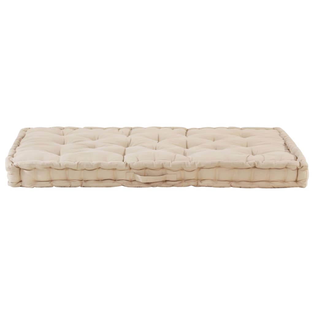 Cuscino per Pallet e Pavimento in Cotone 120x80x10 cm Beige 48680