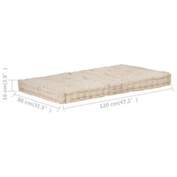 Cuscino per Pallet e Pavimento in Cotone 120x80x10 cm Beige cod mxl 68256